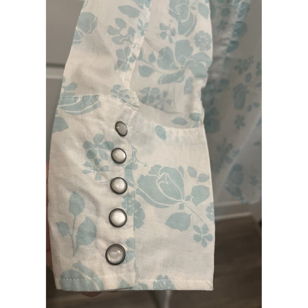 Stetson Western Shirt Womens 2X Pearl Snap Cowgirl Floral Blue White NEW Cowgirl - Picture 7 of 11